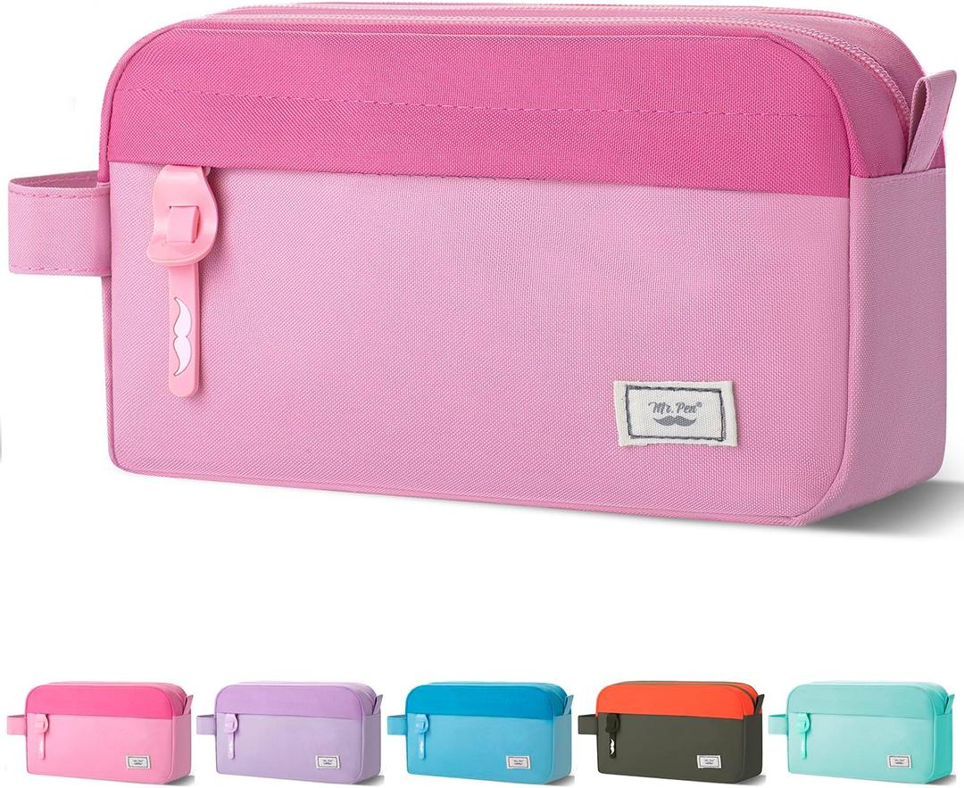 Mr. Pen Large Capacity Pencil Pouches and Bags - Mint Green School (Pink)