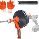 VEVOR Drain Auger 25Ft, Plumbing Snake with Drill Attachment, Plumbers Snake Drain Clog Remover for Kitchen Bathroom Shower Sink with Protective Hose and Gloves