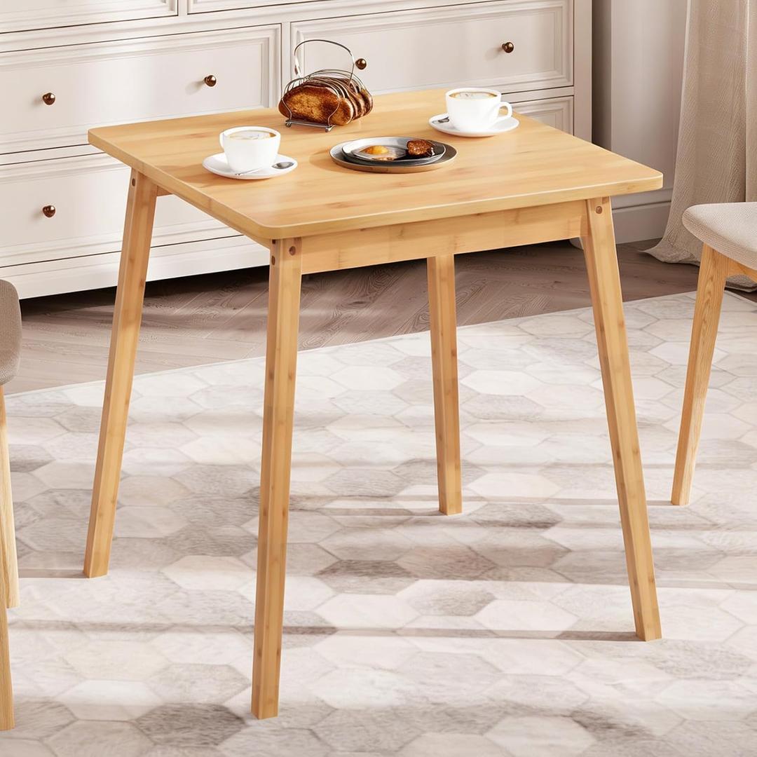 HOOBRO Bamboo Dining Table, Square Dining Table for 2, 27.6" Kitchen Table for Small Space, Writing Table, Easy to Assemble, for Dining Room, Living Room, Office, Kitchen, Natural YL70CZ01G1