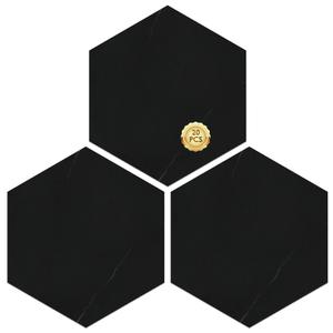 MORCART 20 Pcs Hexagon Peel and Stick Floor Tile Waterproof Vinyl Flooring, Covers 12.6 Sq Ft, Easy DIY Flooring for Kitchen, Bedrooms, Bathroom, Living Room(Black Marble) (11.8" x 10.2")