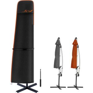 600D Outdoor Cantilever Patio Umbrella Cover Waterproof & Heavy Duty, Large Offset Umbrella Cover Banana Parasol Cover for 6 - 9 FT Umbrellas (Black)