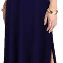WOOSEA Women Sleeveless High Neck Split Evening Cocktail A-Line Long Dress Navy Blue (Blue)