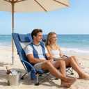 OUTSIDER Low Beach Chair, High Back Folding Camping Chair for Adults, Folding Beach Chair with Breathable Center Mesh Back, 300lbs Heavy Duty Portable Chair with Cup Holder for Beach, Outdoor(Blue 2)
