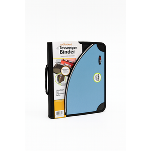 3-Ring Messenger Binder Zippered Multiple Storage Pockets Blue Notebook