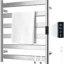 R FLORY Heated Towel Rack for Bathroom, 6 Bar Wall Mounted Towel Warmer Rack Flat with Timer & Temperature, Electric Towel Heater with LED Display Screen, Plug-in