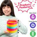 Bedwina Jumbo Rainbow Spring Coil Toy - 6" Plastic Giant Spring Coil for Kids, Big Spring Toys for Boys and Girls, Neon Colorful Rainbow Coil Spring for Party Favor Prizes and Kids Birthday Gifts