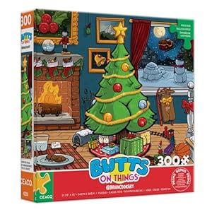 Ceaco - Butts on Things - Brian Cook - Christmas Tree - 300 Piece Puzzle for Adults - Challenging and Perfect for Game Nights - Finished Puzzle Size 21.25 x 15