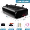 GHOSOONE 240 L/63 Gal Water Bladder Tank, Foldable Portable Water Storage Container, Emergency Water Bag for RV, Truck Bed, Fire Prevention, Drought Resistance, Black