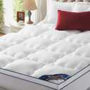 Siluvia Queen Mattress Topper with 400TC 100% Viscose Cover Extra Thick Pillowtop Cooling Mattress Pad White with 8-21 Inch Deep Pocket 3D Snow Down Alternative Fill