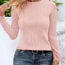 ZESICA Fall Tops for Women 2025 Trendy Long Sleeve Shirts Dressy Casual Textured Blouses (Pink, XL)
