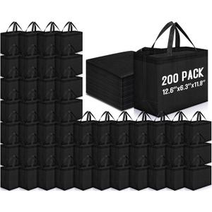 Windyun Reusable Grocery Bags Large Non Woven Shopping Bags with Handles Foldable Portable Tote Bulk, 12.6 x 11.8 x 6.3 Inch