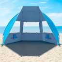 Gorich Portable Beach Tent for 3/4-5/6-7 Person with UPF 50+ UV Protection, Lightweight & Foldable Sun Shelter with 5 Sand Bags, Easy Setup Windproof Beach Umbrella Sun Shade (Skyblue)