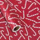 JarThenaAMCS Christmas Wrapping Paper -Mini Roll- 17 In x 32.8 Ft Red Candy Cane Gift Wrap Paper for DIY Crafts Xmas Party Supplies