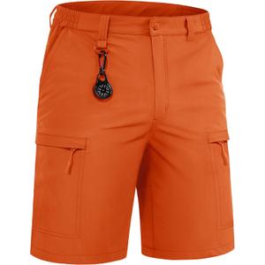 TACVASEN Men's Hiking Cargo Shorts Quick Dry Lightweight for Outdoor Golf Fishing Tactical Casual with Multi Pockets (36, Orange)