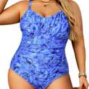 Aqua Eve Plus Size Swimsuit for Women Tummy Control One Piece Bathing Suit Vintage Swimwear (Paisley)