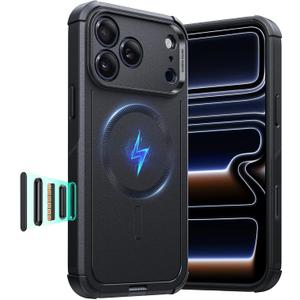 ESR for iPhone 17 Pro Case, 7X Military-Grade Drop Protection, Shock-Absorbing Rugged Cover with Camera Control Button, MagSafe Accessories Compatible, Cyber Series, Black