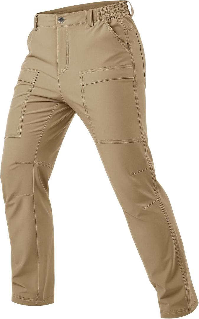 MAGCOMSEN Men's Hiking Pants Lightweight Quick Dry 7 Pockets Travel Pants for Men Water Resistant Ripstop Work Fishing (Beige)