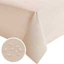 NLMUVW Champagne Vinyl Tablecloth 96 Inch, Beige Heavy Duty PVC Table Cloth Waterproof Wipe Clean Table Cover for Kitchen Dining Picnic, 54 x 96 inch