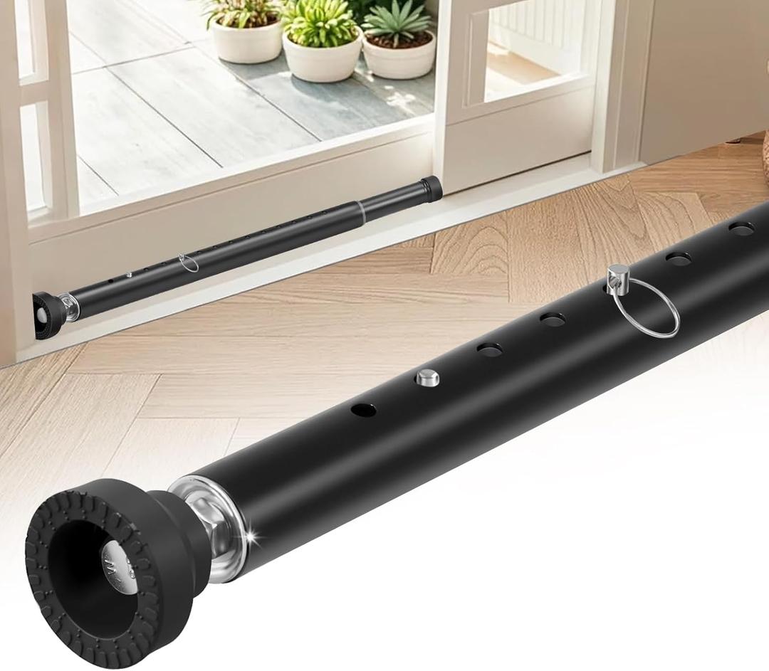 Sliding Door Security Bar, 17-55 Inches Adjustable Window Security Bars, 1 Inch Heavy Duty Sliding Door Lock Bar with Rubber Tips, Sliding Glass Door Security Bar for Home Apartment (Black)