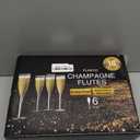 GuanQiao 16 Pack Clear Champagne Flutes, 6oz Disposable Wine Glasses with Long Stem, Reusable Plastic Cocktail Glasses for New Years Eve Party Birthday Wedding Celebration Toasting Drinking