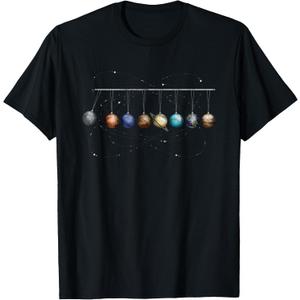 Funny Planets Planetary System Solar Pendulum Graphic T-Shirt, Large