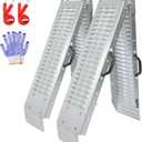 BEJONI 66" Folding Truck Ramps, 880 Lbs Capacity Steel Loading Ramps for Pickup Trucks, Foldable Ramp for Lawn Mower, Motorcycle, Dirt Bike, ATV, UTV, Trailer, 2-Pack (66'' L-Usable Height: under 18.8''), Silver