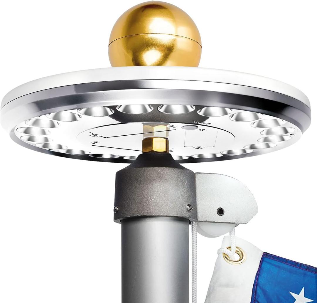 Flagpole Solar Powered - 20 LED Solar Light for flagpole - Light Up American Flag Outdoor with Solar Flag Pole Light from Dusk to Dawn for 12 Hours (Standard Silver) (9.4 inches 20LED)