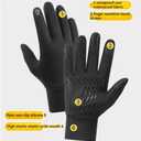 Winter Touchscreen Gloves, Black, Waterproof PU Material, Anti-Slip Texture, Fleece-Lined for Cold Weather, Unisex
