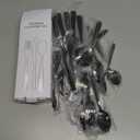 40 Pcs Black Silverware Set, Stainless Steel Flatware Set for 8, Food-Grade Cutlery Set, Mirror Polished Tableware Eating Utensils Set for Home Kitchen, Include Knife Fork Spoon Set, Dishwasher Safe (Square Handle 40 Pieces)