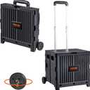 VEVOR Foldable Utility Cart, 80 lbs Load Capacity, Folding Portable Rolling Crate Handcart with Durable Heavy Duty Telescoping Handle and 2 Wheels for Travel Shopping Moving Luggage Office Use, Black