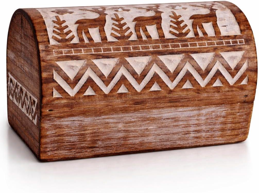 Great Birthday Gift Ideas Handmade Decorative Wooden Jewelry Box Jewelry Organizer Keepsake Box Treasure Chest Trinket Holder Watch Box Storage Box Housewarming Gifts Women (White Antique)