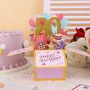 5 x Happy Birthday Pop Up Card, Creative 3D Birthday Card with Classic Envelope & Writing Note Happy Birthday Pop Up Box for Women Men(80th Birthday Card)