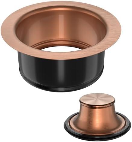 EXAKEY Kitchen Sink Garbage Disposal Flange and Stopper,Sink Drain Flange with Stopper for Garbage Disposal Stainless Steel Fit Universal 3-1/2" Standard Sink Drain Opening Antique Copper