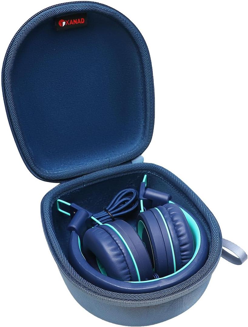 XANAD Blue Case for Kids Headphone - Elecder i37 / Noot K11 / iClever HS14 Foldable Wired On-Ear Headset (The Headset is not Included) (outer blue + inner blue)