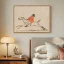 Framed Horse Canvas Wall Art, Vintage Horse Rider Art Prints, Neutral Minimalist Sketch Pictures Wall Decor for Bedroom Office Hallway Bathroom, 12x16 In (Beige Orange)