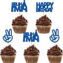 24Pcs Bruh I'm 14 Cupcake Toppers - Blue Glitter | Happy 14th Birthday, Cheers to 14 Years Cupcake Picks Decorations | Kids Boys Girls 14th Birthday Party Supplies