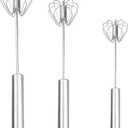 2 Whisks, 12-inch Push-Push Semi-Automatic Stainless Steel Mixer, Rotary Kitchen Cooking Tools, Milk Frother
