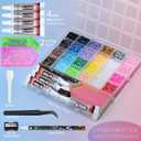 35000 Pcs Resin Jelly Rhinestones Kit, Multicolor 3mm Flatback Rhinestones with 4 Pcs B7000 Jewelry Glue & Tools, All-in-One Bedazzling Kit for DIY Arts & Crafts Gifts
