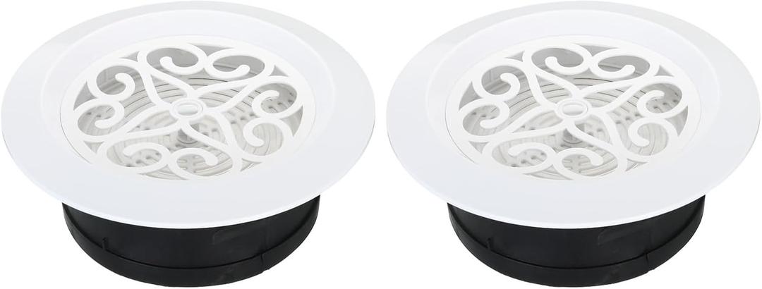 PATIKIL 6 Inch Round Air Vent, 2 Pack Adjustable Ceiling Diffuser Grill Cover ABS Louver Soffit Vent with Screen for Bathroom Kitchen Living Room, White