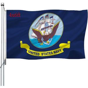 US Navy Flag Double Sided 4x6 Outdoor- Heavy Duty Naval Military USN Flags -United State Navy Flags Banner with 2 Brass Grommets
