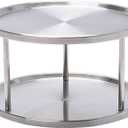 2 Tier Lazy Susan Turntable Organizer,Stainless Steel 360 Degree Turntable Pantry Cabinet Turning Table Spice Rack Organizer Tray for Kitchen Bathroom Bedroom Parlor