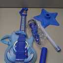 Kids Guitar and Microphone Set, Toy Guitar with Adjustable Volume and Strap, Microphone with Stand and Color Light, Toddler Musical Instrument for 3-5 5-9, Kids Karaoke Machine for Boy Girls(Blue)