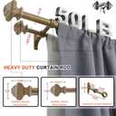 Double Curtain Rods for Windows 36 to 72 Inches, Heavy Duty Double Curtain Rod with Square Retro Finials and Double Aluminum Bracket, Adjustable Double Rod for Curtains,Weathered Oak