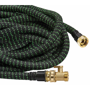 Flexi Hose with 8 Function Nozzle, 50FT - Lightweight Expandable Garden Hose, No-Kink Flexibility, 3/4 Inch Solid Brass Fittings and Double Latex Core 