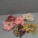 CEELGON Large Silk Satin Scrunchies for Women - Big Jumbo Hair Ties for Thick Curly Hair - Pack of 6 (Pink, Champagne, Ivory, Gold)