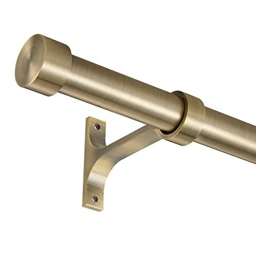 Lwiiom Antique Bronze Curtain Rods for Windows 28 to 48 Inch, 1-Inch Adjustable Drapery Rods with Aluminum End Cap and Brackets for Room Divider, Bedroom, Living room, Kitchen, Bathroom Etc