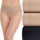 Vanity Fair Women's Body Caress Flexible Fit Panties (9, Hi Cut - 3 Pack - Neutral/Neutral/Black) 2XL