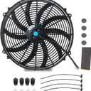 16 Inch Slim Fan Push Pull Electric Radiator Cooling Fan Universal High Performance 12V 120W Motor with Fan Mounting Kit (Black)