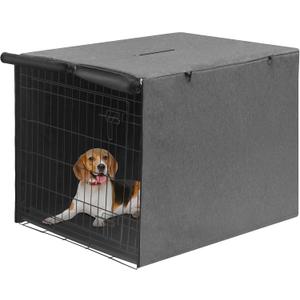 Deblue Grey 36 inches Dog Crate Cover, Heavy Duty Polyester Pet Kennel Covers Universal Fit for 1 2 Doors Standard Metal Crate (Grey)