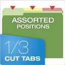 Pendaflex Two-Tone Color File Folders, Letter Size, Assorted Colors (Bright Green, Yellow, Red, Blue), 1/3-Cut Tabs, Assorted, 36 Pack (03086), 4-color